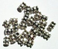 25 7x5mm Antique Silver Ringed Metal Tube Beads